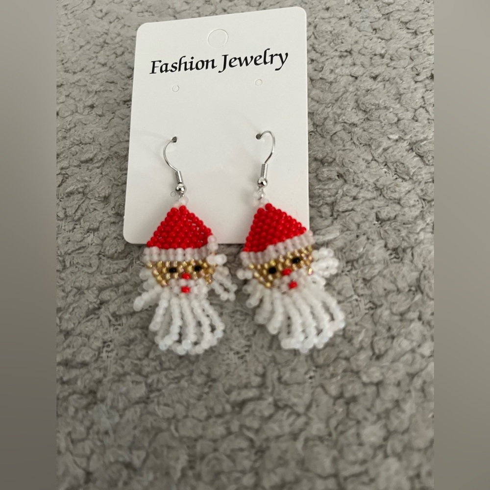 Santa seed bead earrings